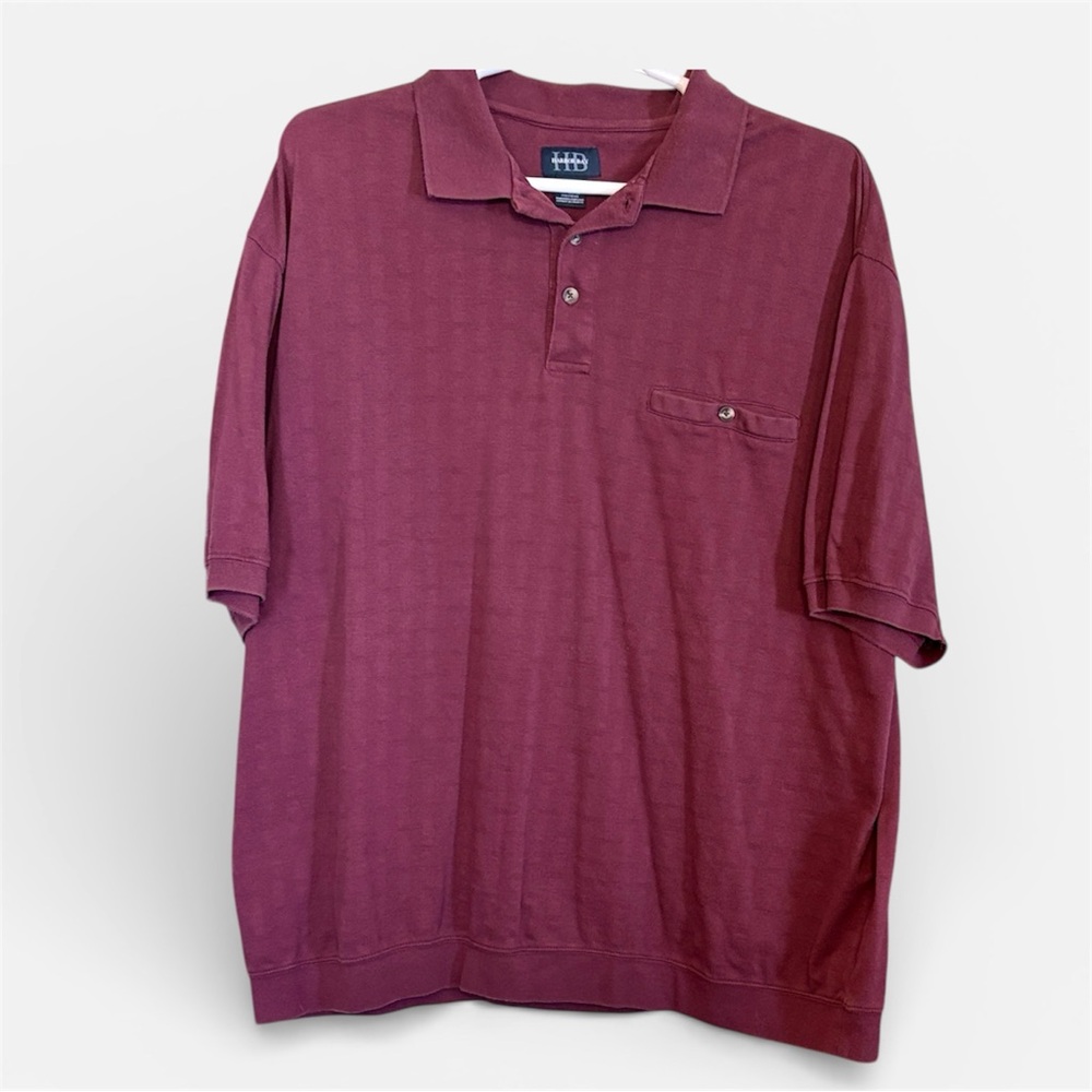 Harbor‎ Bay Burgundy Polo Shirt Mens 3XL Banded Hem